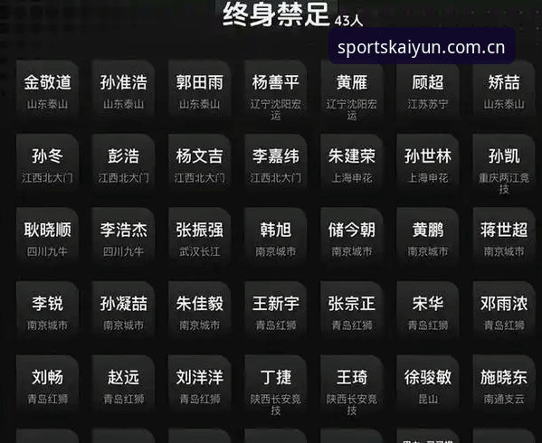 中国足协第三批禁足名单详解：从开云体育视角看行业整顿风暴